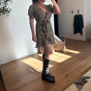 Aqua size mediu leopard animal print wrap dress